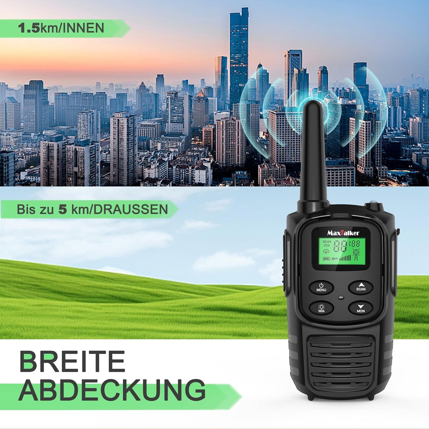 MT10 Walkie Talkie Aufladbar Für Erwachsene Kinder Funkgeräte, 1200Mah Li-Ion Batterie, USB-C Kabel, LED Taschenlampe, VOX Funkgeräte Für Wandern Und Camping,4Er Set