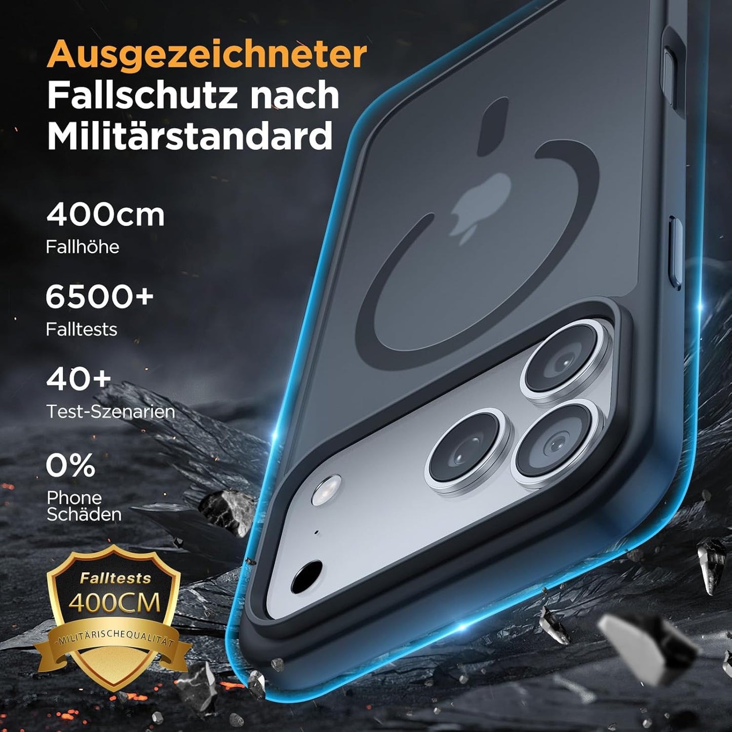 Miracase Für Iphone 17 Pro Hülle Für Magsafe [TOP Militärschutz & Magnetkraft] Stoßfest Kratzfest Mit Samtiger Haptik Extrem Langlebig Handyhülle Für Iphone 17 Pro 6,3", Matt-Schwarz