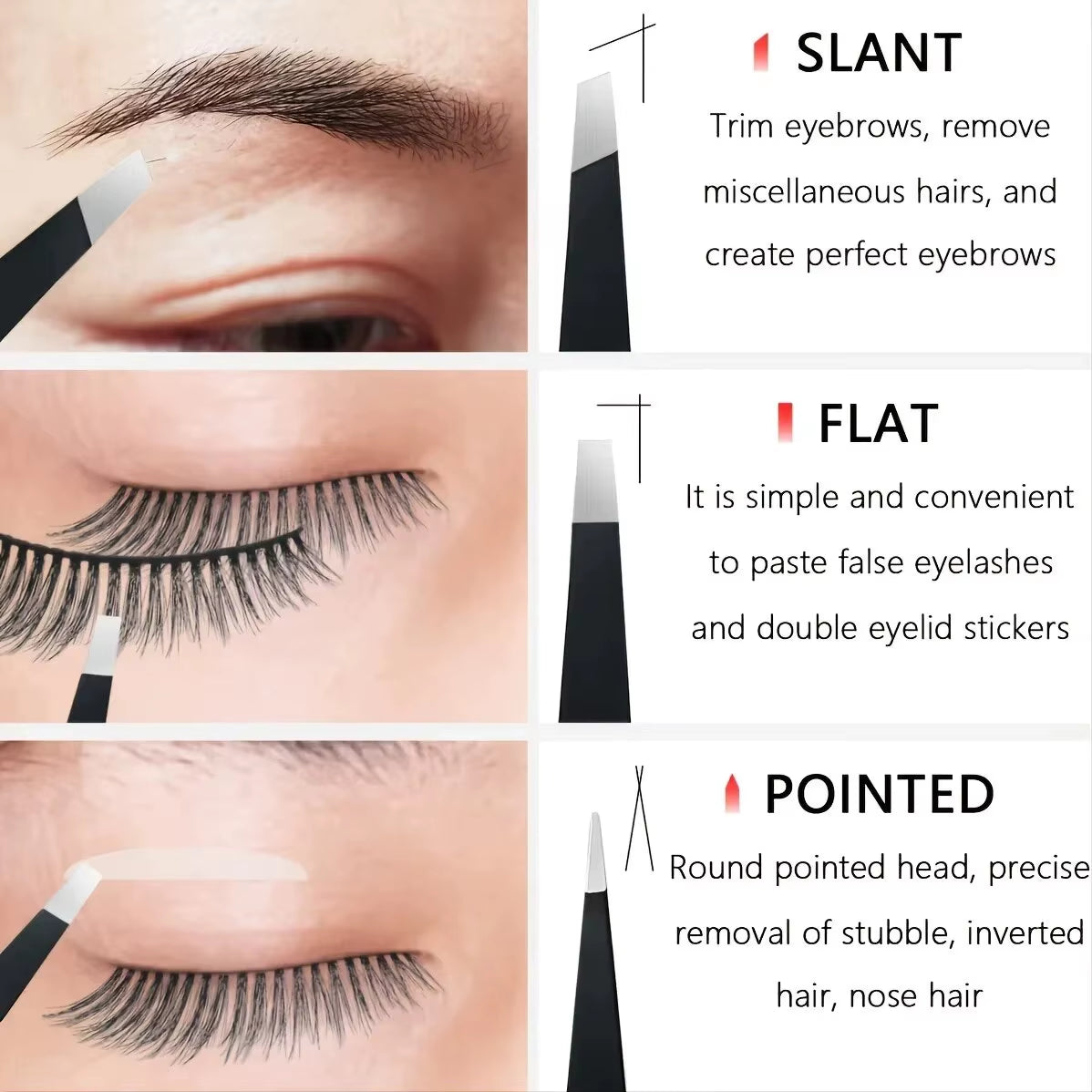 Pinzetten Set 3–4 teilig – Premium Edelstahl Augenbrauen-Pinzetten mit Präzisions-Spitze für Gesichts- und Körperhaarentfernung