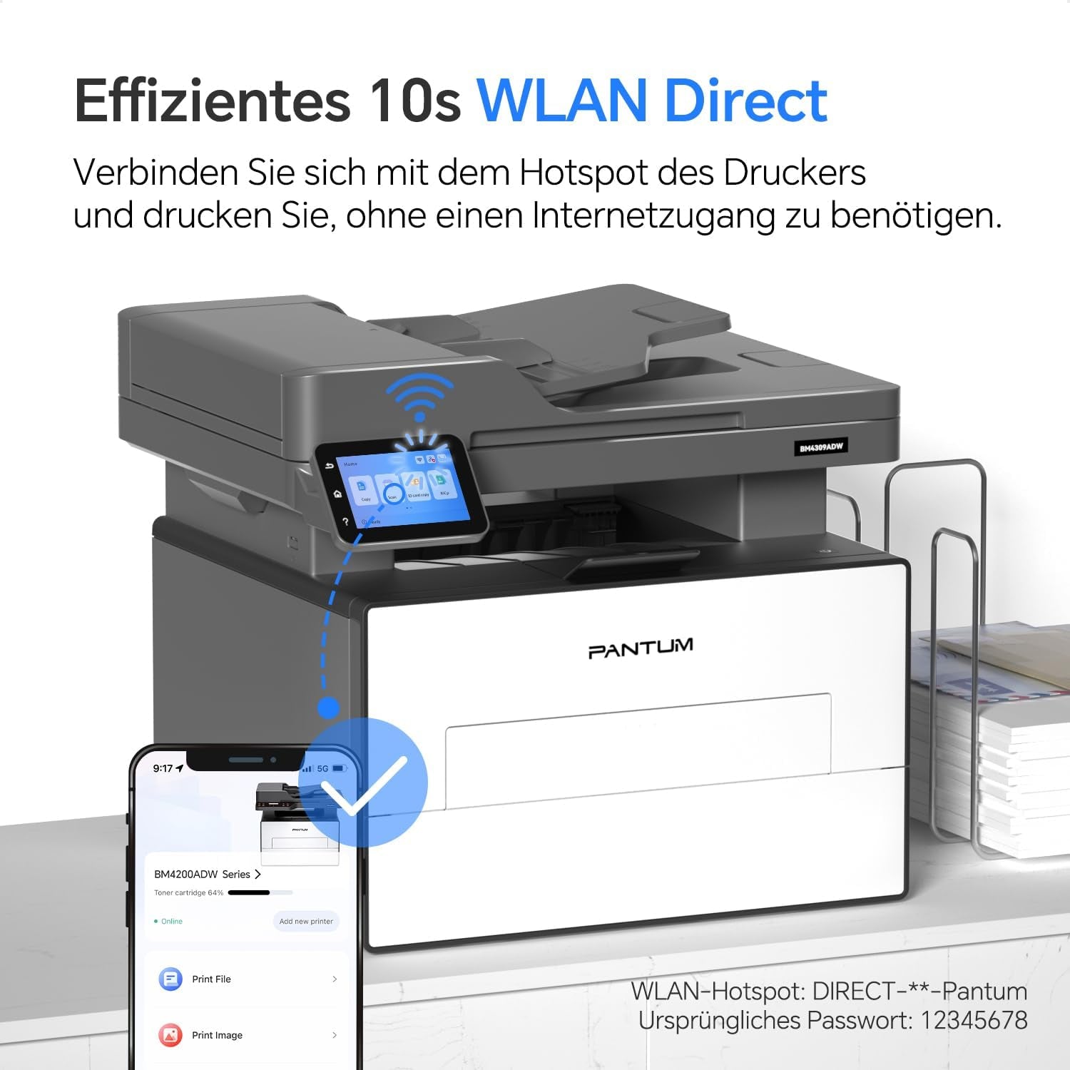 PANTUM BM4309ADW Multifunktionsdrucker Laserdrucker Schwarz Weiss