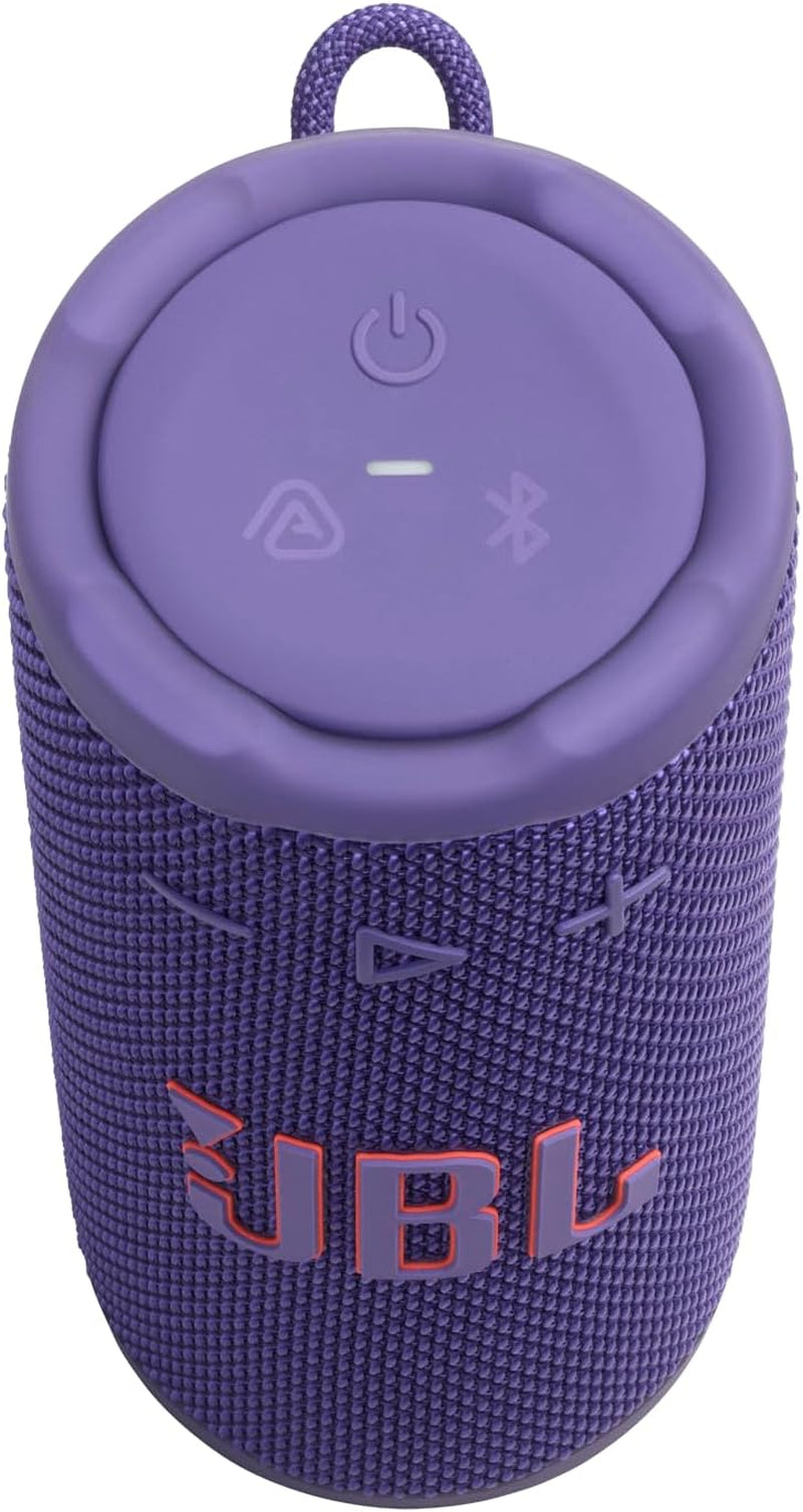 JBL Grip Kompakter Bluetooth Lautsprecher, JBL Pro Sound Mit AI Sound Boost, IP68 Wasser- Und Staubdicht, Umgebungslicht, Bis Zu 14H Wiedergabe, Auracast Multi-Speaker, JBL Portable App, Lila