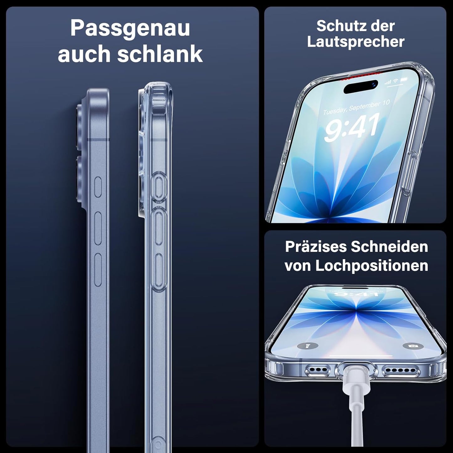 Uniqueme Für Iphone 17 Hülle - Handyhülle Für Iphone 17 Case,Rundumschutz Schutzhülle Cover, 1 Handyhülle & 2 Schutzfolie - Transparent