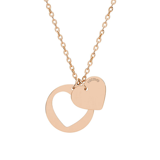 Zarte Doppel Herz Halskette mit gravierbarem Anhänger