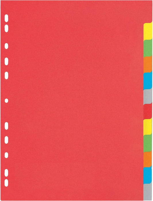 Karton-Register, 12-Teilig, Bunt, DIN A4, Ordnerregister Aus Karton, Register Für Ordner, Strapazierfähige Trennblätter Mit 6-Farbigem Verlauf
