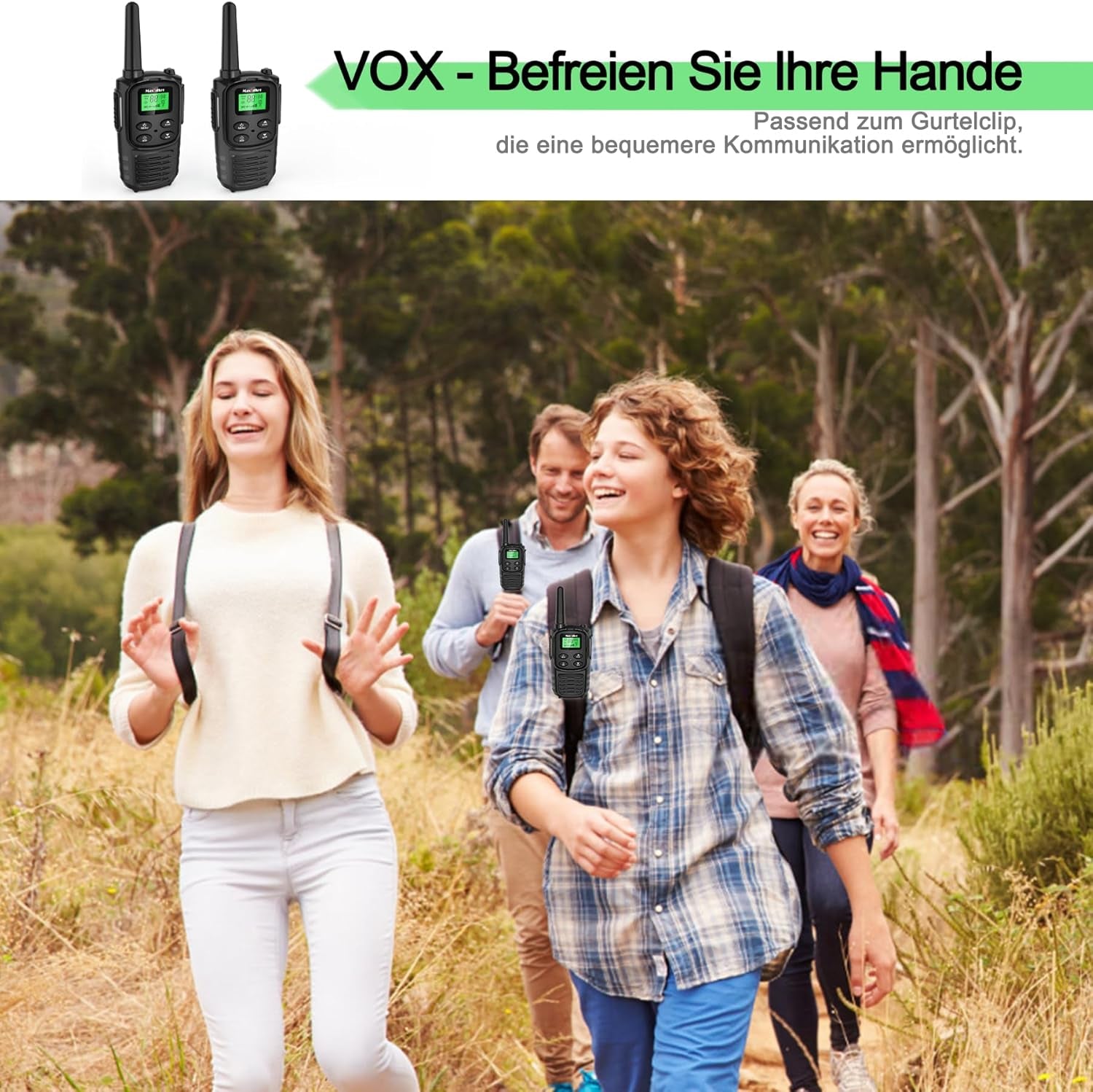 MT10 Walkie Talkie Aufladbar Für Erwachsene Kinder Funkgeräte, 1200Mah Li-Ion Batterie, USB-C Kabel, LED Taschenlampe, VOX Funkgeräte Für Wandern Und Camping,4Er Set