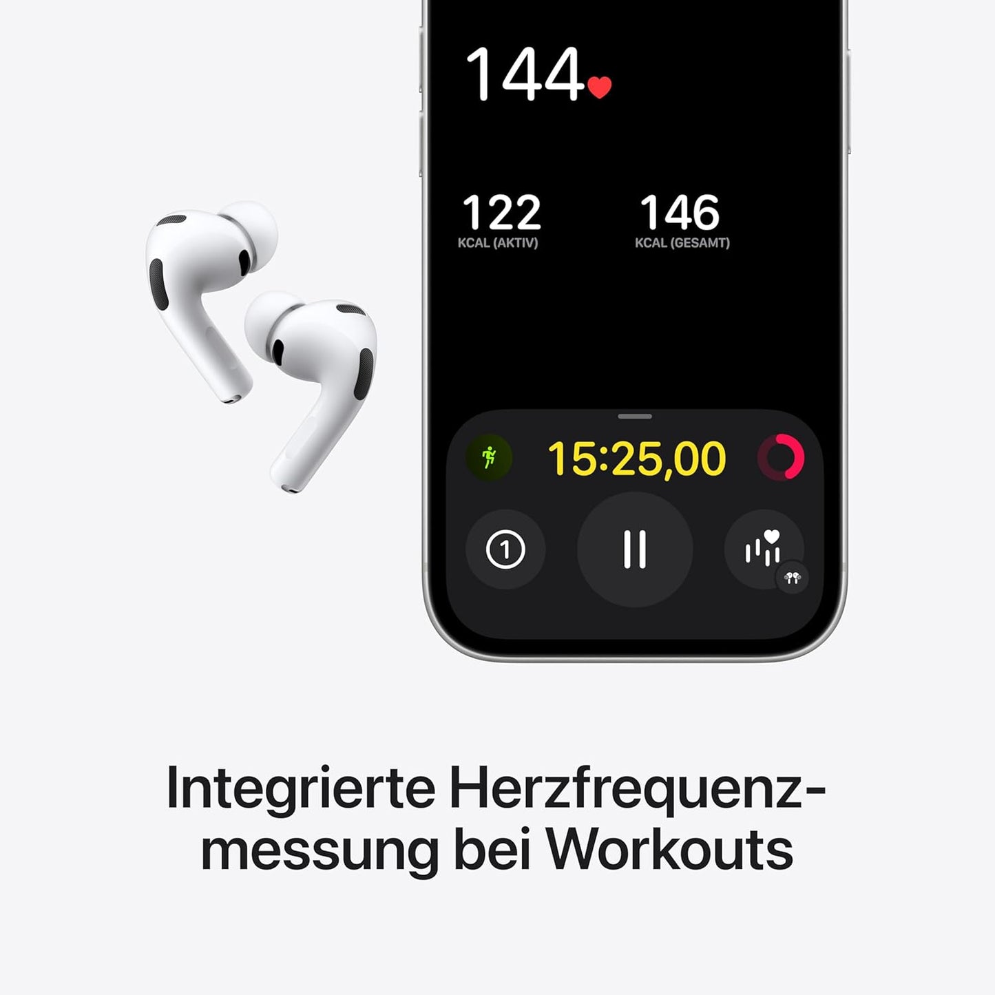 Apple AirPods Pro 3 Kabellose In‑Ear Kopfhörer, Aktive Geräuschunterdrückung, Herzfrequenzmessung, Hörgerätefunktion, Bluetooth Kopfhörer, 3D Audio, Hi‑Fi Sound, Laden über USB‑C