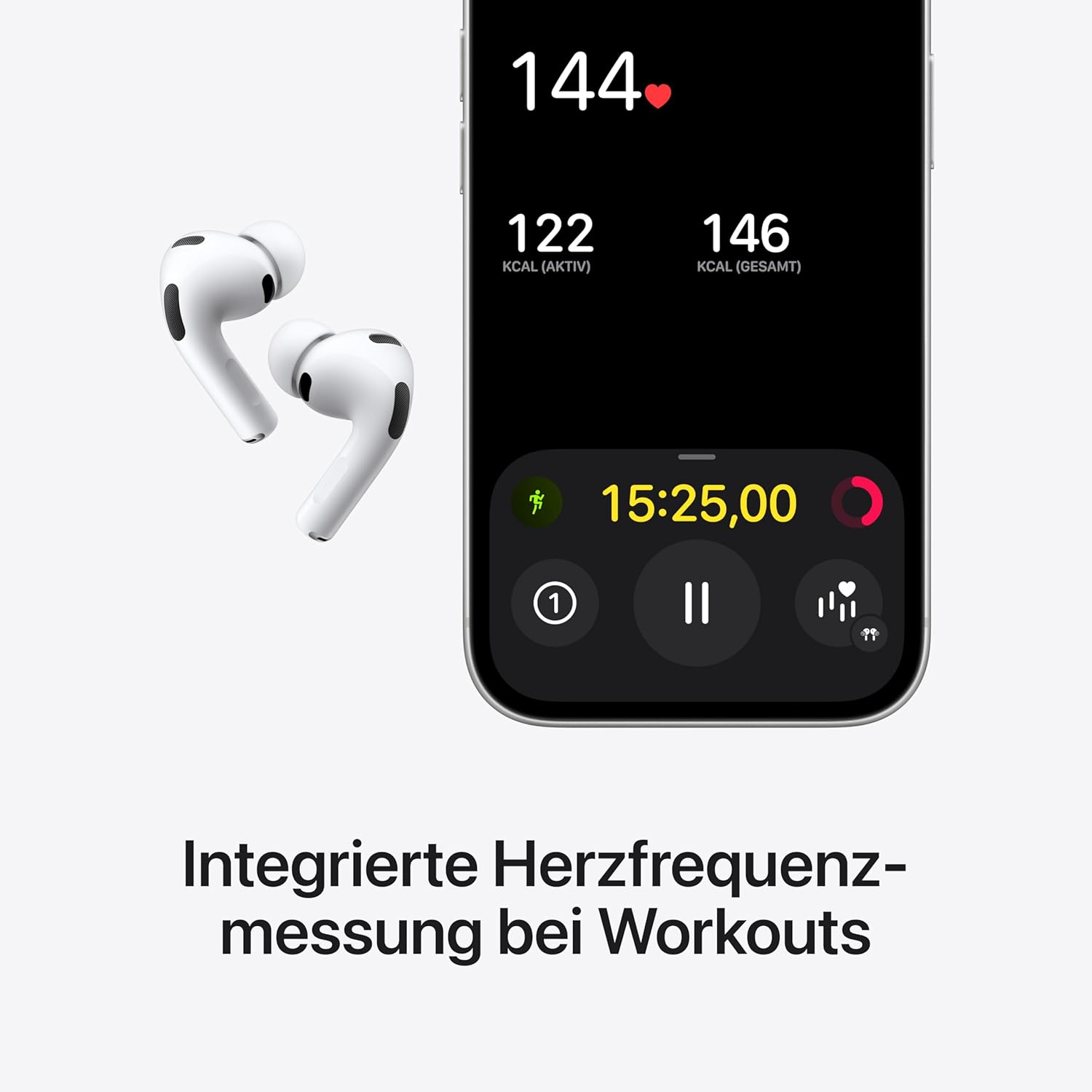 Apple AirPods Pro 3 Kabellose In‑Ear Kopfhörer, Aktive Geräuschunterdrückung, Herzfrequenzmessung, Hörgerätefunktion, Bluetooth Kopfhörer, 3D Audio, Hi‑Fi Sound, Laden über USB‑C
