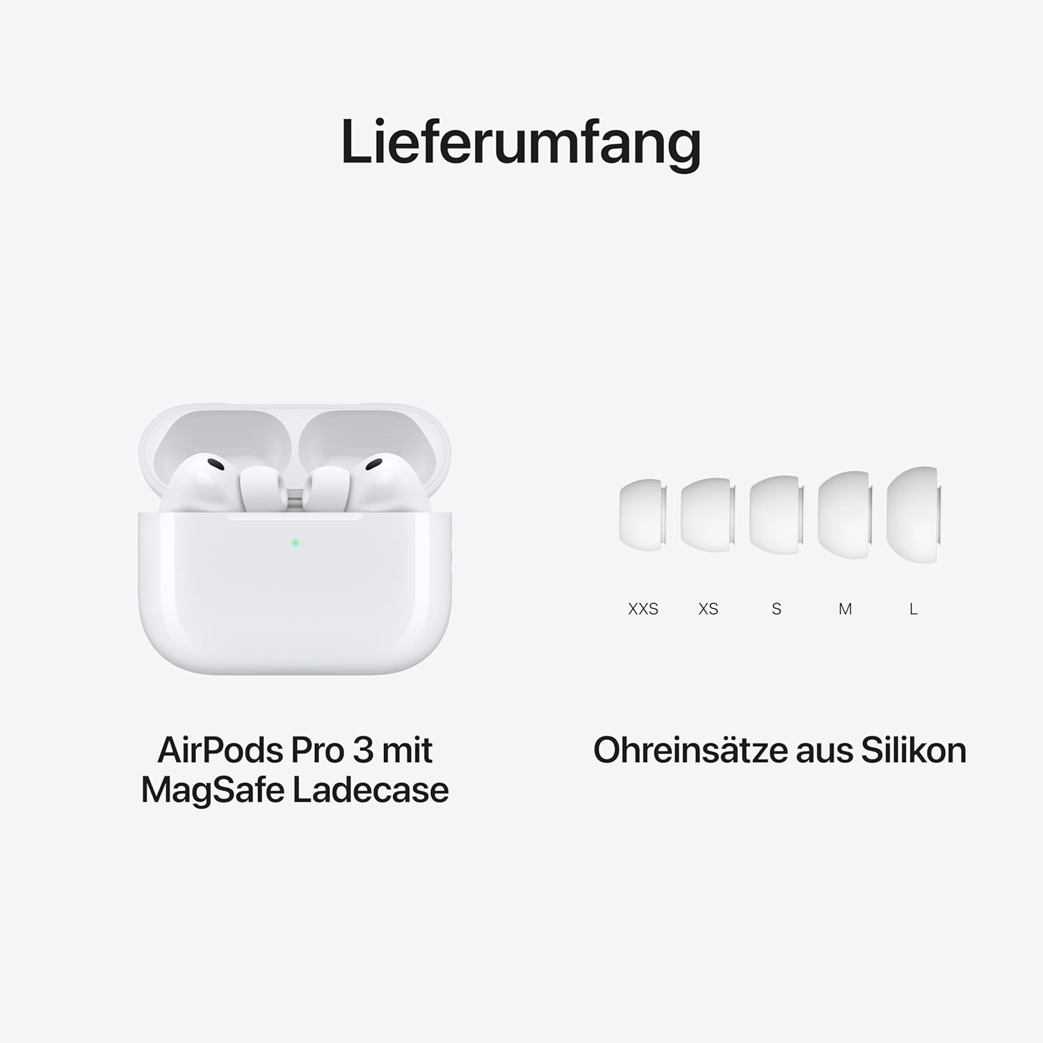 Apple AirPods Pro 3 Kabellose In‑Ear Kopfhörer, Aktive Geräuschunterdrückung, Herzfrequenzmessung, Hörgerätefunktion, Bluetooth Kopfhörer, 3D Audio, Hi‑Fi Sound, Laden über USB‑C