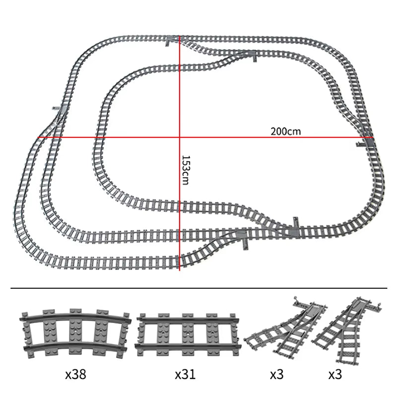 Train Track Combination Scene MOC Building Blocks DIY Cross Track Railroad Bridge Compatible with LEGO Bricks Toys Rail Car