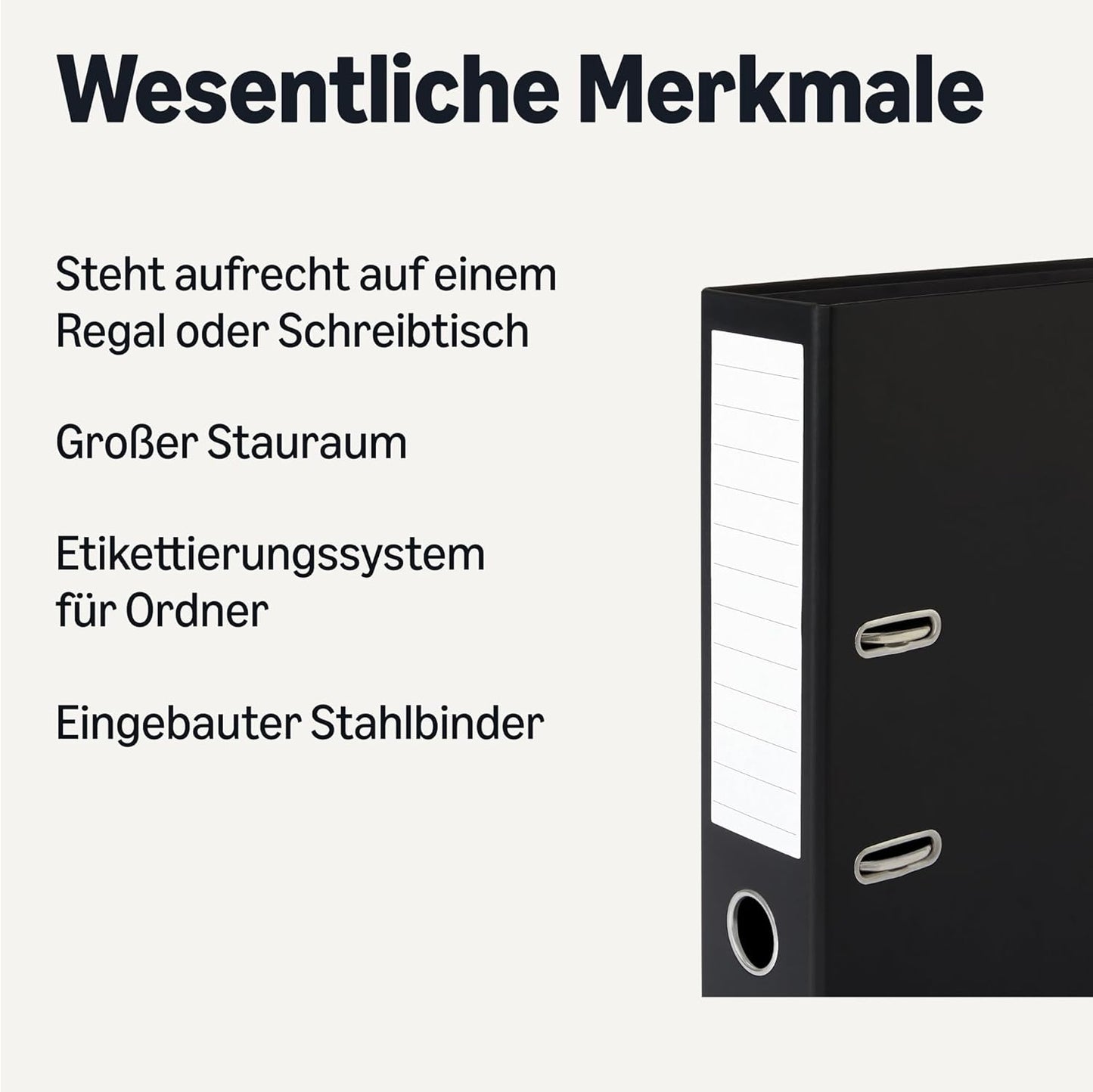 Amazon Basics Aktenordner, A4-Format, Ringordner, Büroordner, 10Er-Pack, Schwarz