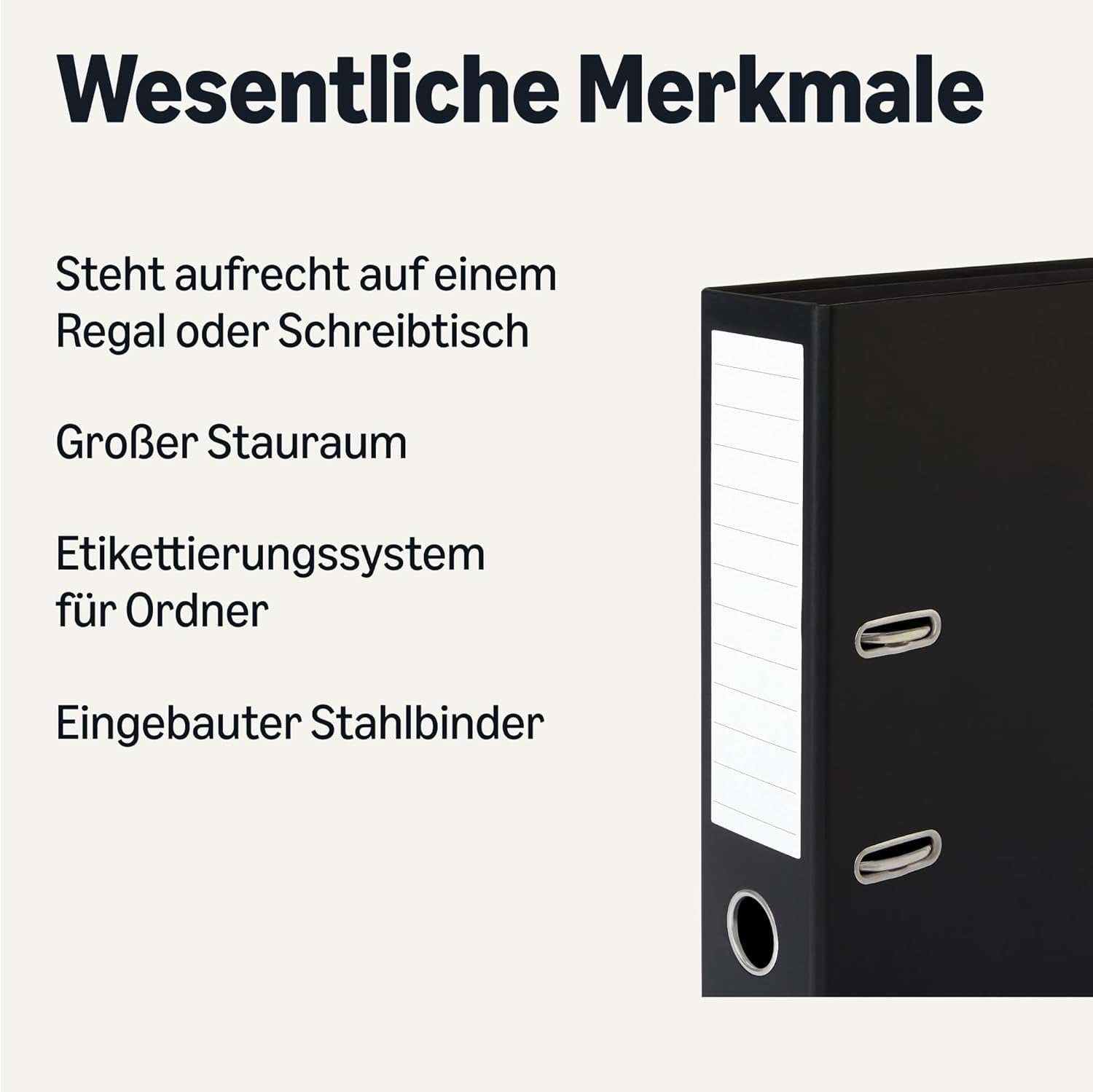 Amazon Basics Aktenordner, A4-Format, Ringordner, Büroordner, 10Er-Pack, Schwarz