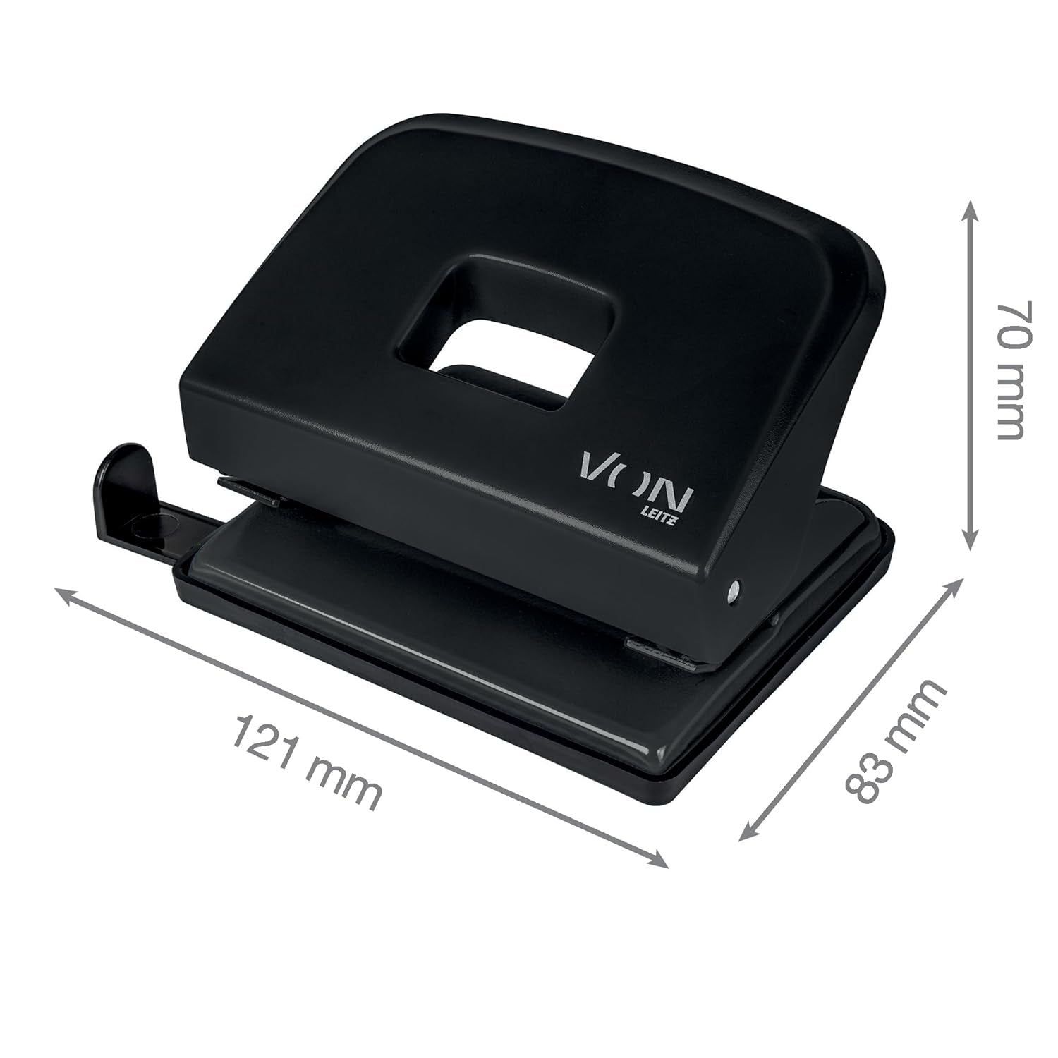 VON Leitz Locher, Für 20 Blatt, Anschlagschiene Mit Formatangaben, Kompakte Größe Ideal Für Zu Hause, Im Büro Oder in Der Schule, Metall Und Kunststoff, Schwarz, 50200095