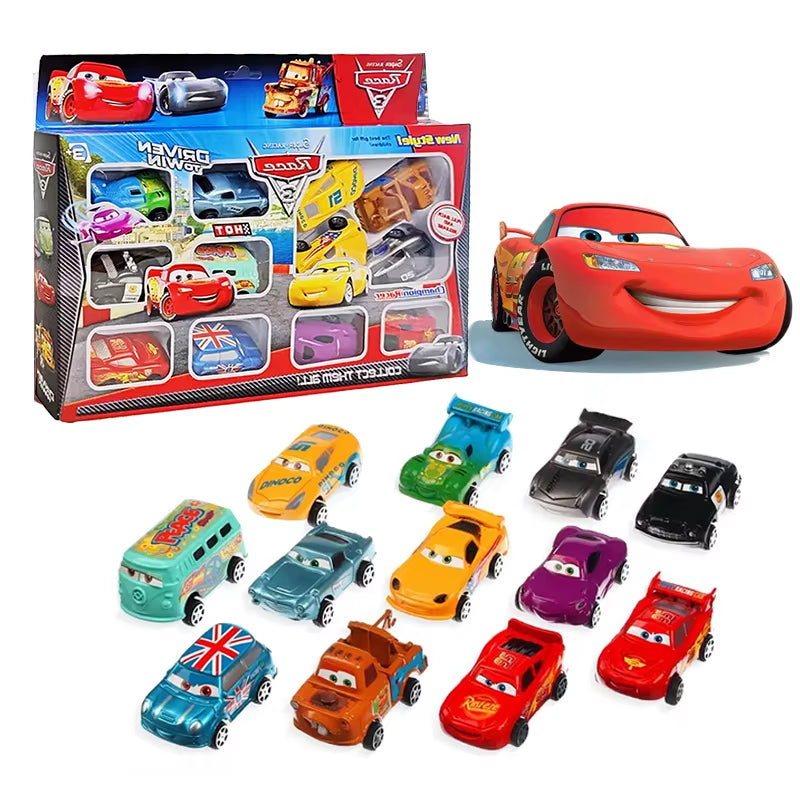 12-Teiliges Set Disney Pixar Cars 2 Spielzeug Kind Lightning Mcqueen Fillmore Sheriff Jackson Storm Ramirez Mini Pull Back Car 3 Kindergeschenk