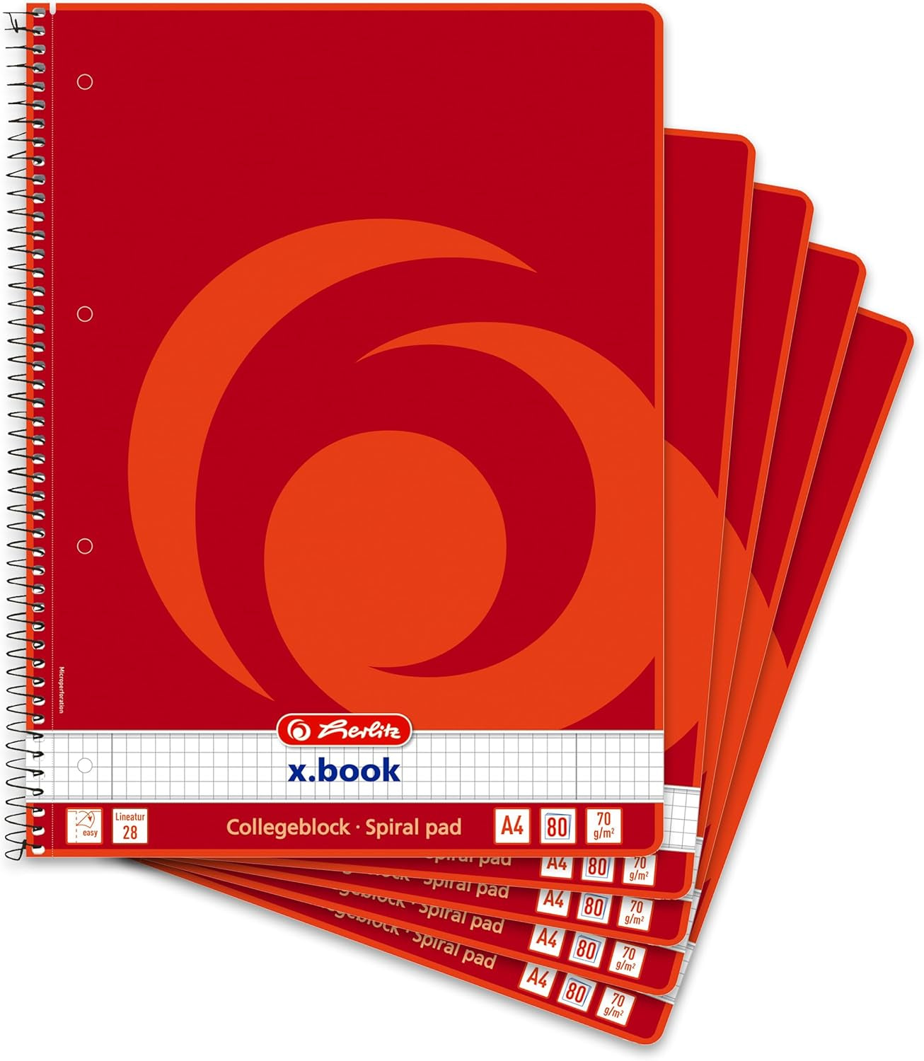 Herlitz Collegeblock A4, 80 Blatt Rand Links Und Rechts (Kariert)