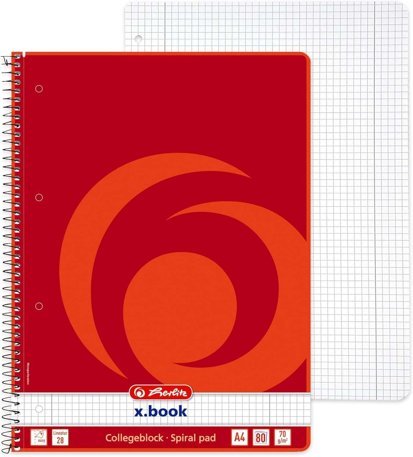 Herlitz Collegeblock A4, 80 Blatt Rand Links Und Rechts (Kariert)