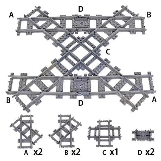 MOC Railroad Bridge Train Track Combination Scene Building Blocks DIY Cross Track Bricks Toys Rail Car Compatible with LEGO