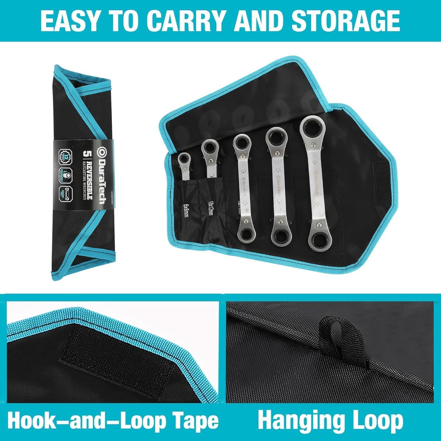 Umschaltknarre Mit Doppelring, 6 Mm - 21 Mm, Mit Tragetasche, 5 Stück