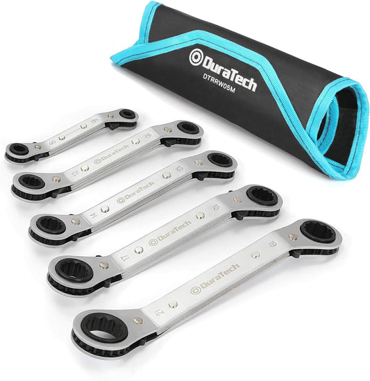 Umschaltknarre Mit Doppelring, 6 Mm - 21 Mm, Mit Tragetasche, 5 Stück