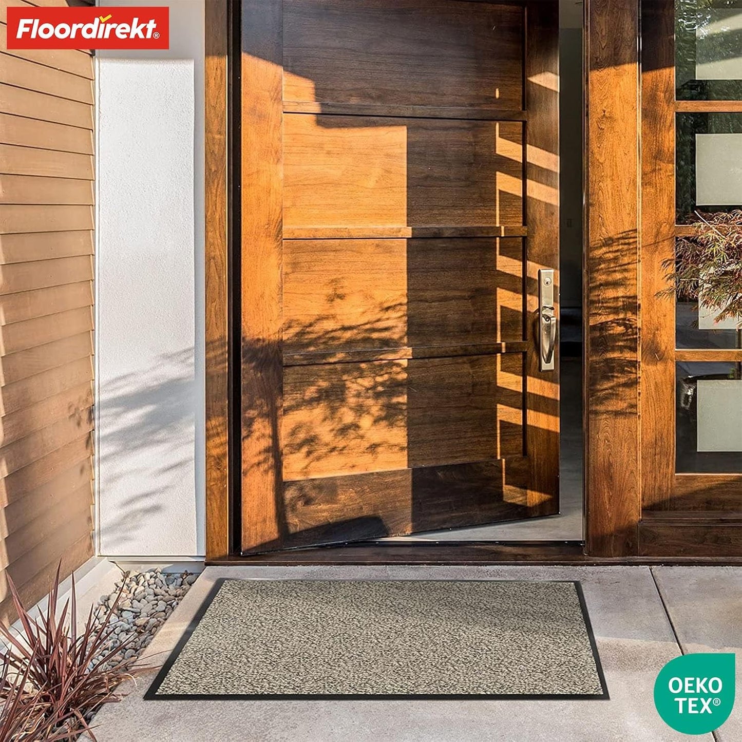 Floordirekt Schmutzfangmatte Rhine - Waschbare & Leistungsstarke Fußmatte - Sauberlaufmatte Mit Rutschfester Rückseite - Türmatte Für Den Eingangsbereich (Ocker-Schwarz (Meliert), 40 Cm X 60 Cm)