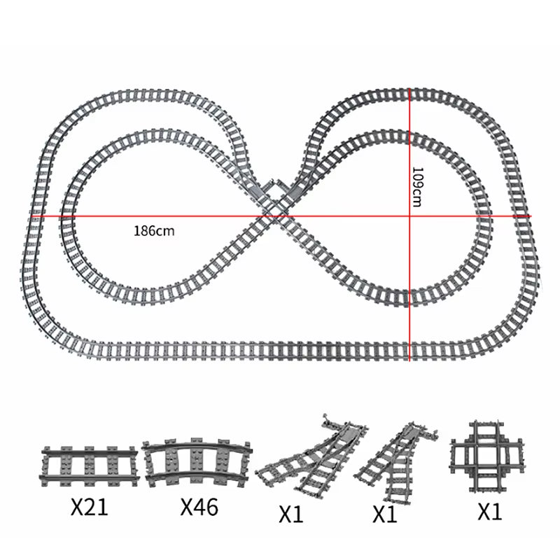 Train Track Combination Scene MOC Building Blocks DIY Cross Track Railroad Bridge Compatible with LEGO Bricks Toys Rail Car