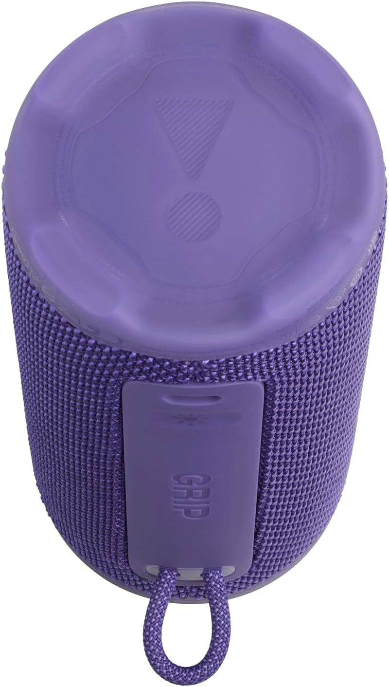 JBL Grip Kompakter Bluetooth Lautsprecher, JBL Pro Sound Mit AI Sound Boost, IP68 Wasser- Und Staubdicht, Umgebungslicht, Bis Zu 14H Wiedergabe, Auracast Multi-Speaker, JBL Portable App, Lila
