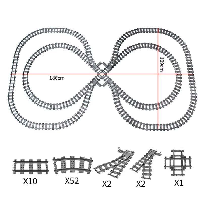 Train Track Combination Scene MOC Building Blocks DIY Cross Track Railroad Bridge Compatible with LEGO Bricks Toys Rail Car