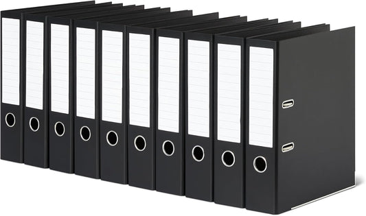 Amazon Basics Aktenordner, A4-Format, Ringordner, Büroordner, 10Er-Pack, Schwarz