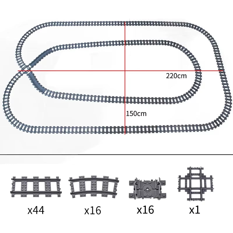 City Trains Flexible Switch Railway Tracks Rails Crossing Forked Straight Curved Building Block Bricks Toys Compatible with 7996