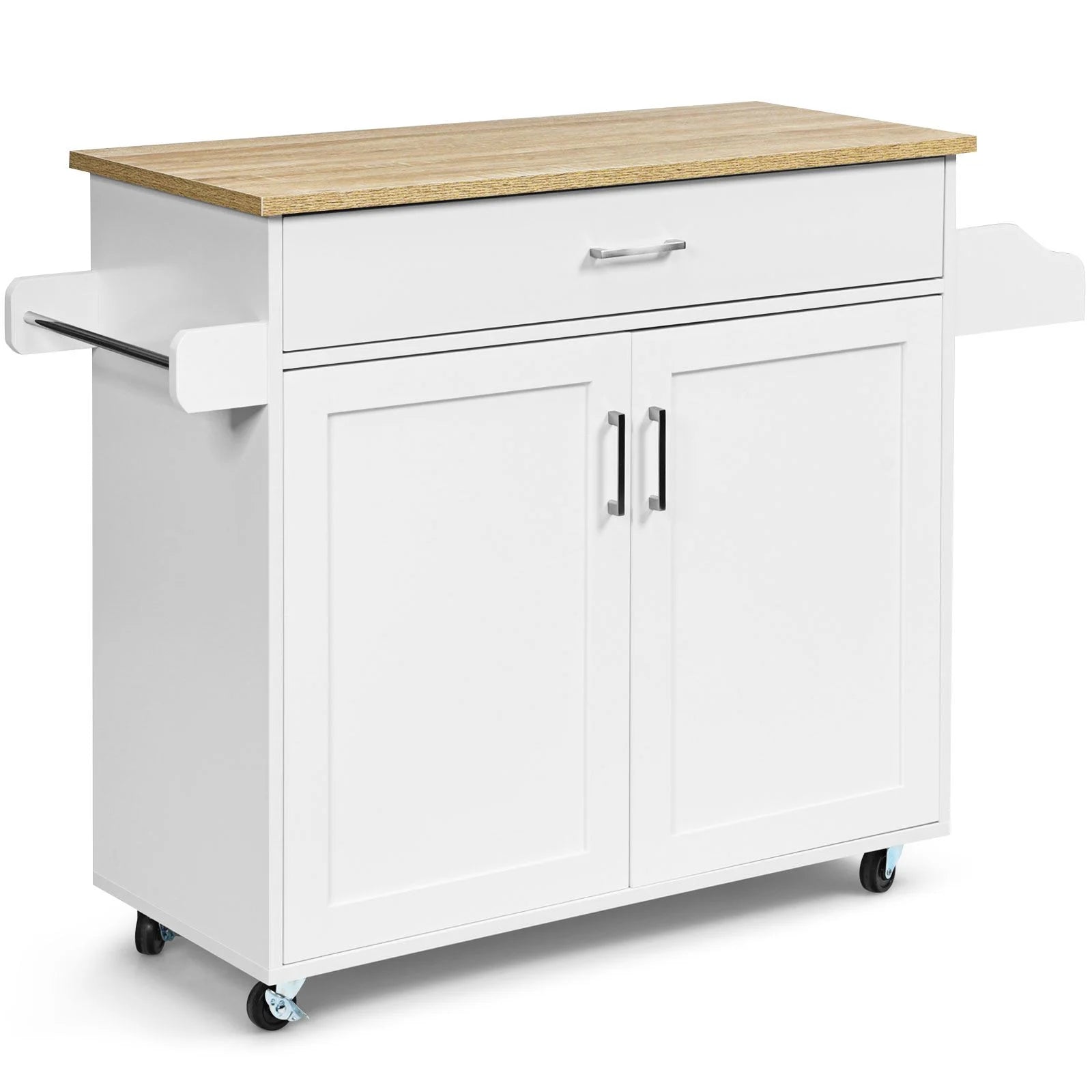 Küchenwagen Mit Handtuchhalter & Gewürzboard & Schublade Kücheninsel Rollbarer Küchenschrank