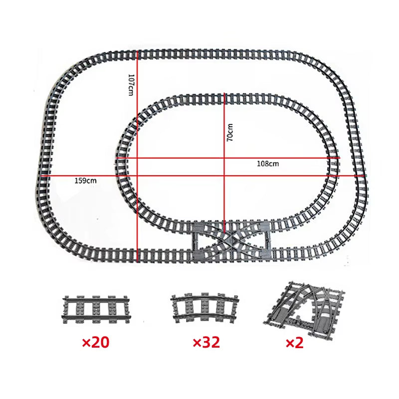 Train Track Combination Scene MOC Building Blocks DIY Cross Track Railroad Bridge Compatible with LEGO Bricks Toys Rail Car