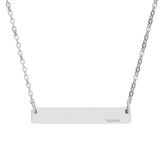 Filigrane Gravur Halskette mit horizontalem Edelstahl Bar