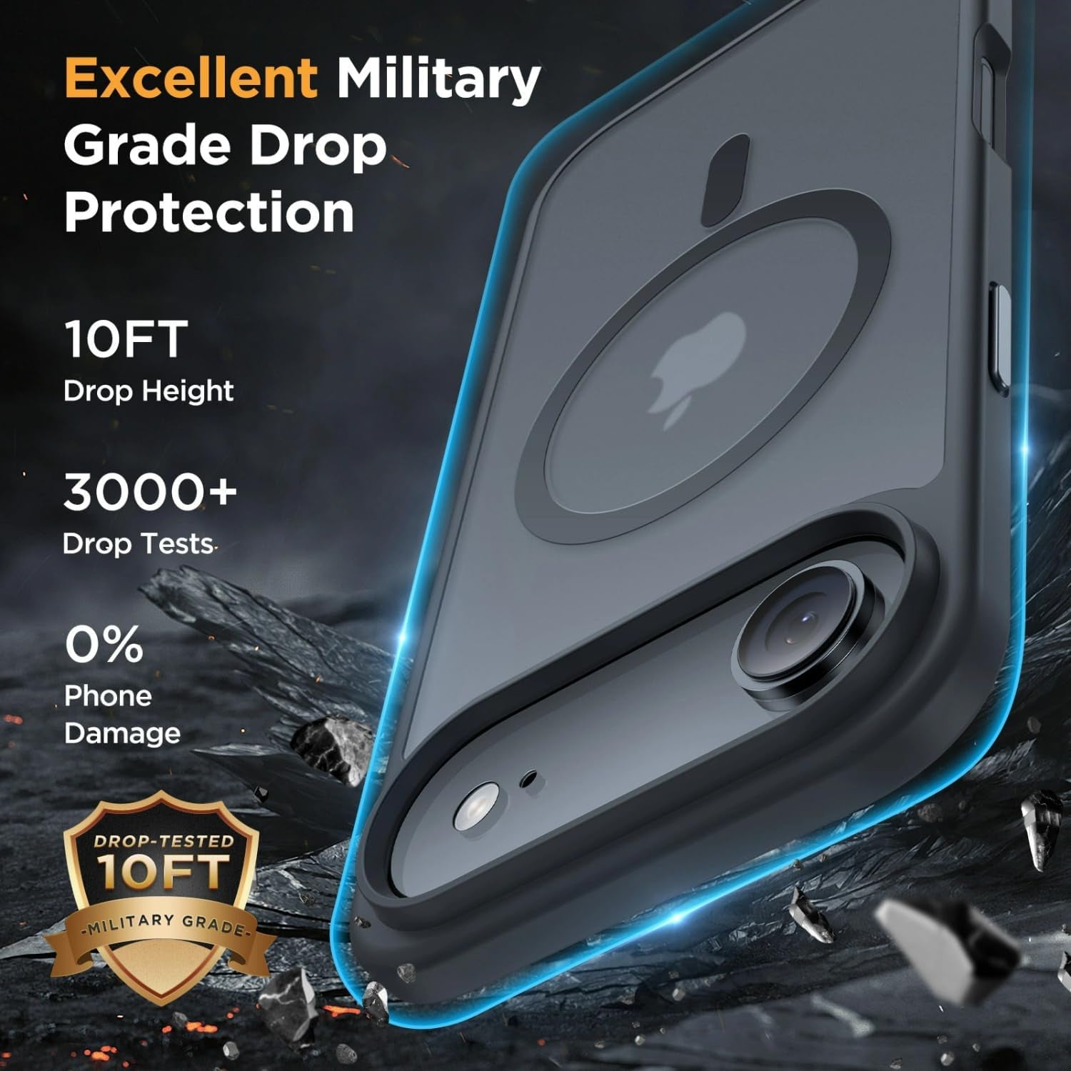 Miracase Für Iphone Air Hülle Für Magsafe[Mit Panzerglas] [TOP Militärschutz & Magnetkraft] Stoßfest Kratzfest Mit Samtiger Haptik Dünn Handyhülle Für Iphone 17 Air Hülle 6,5", Matt-Schwarz