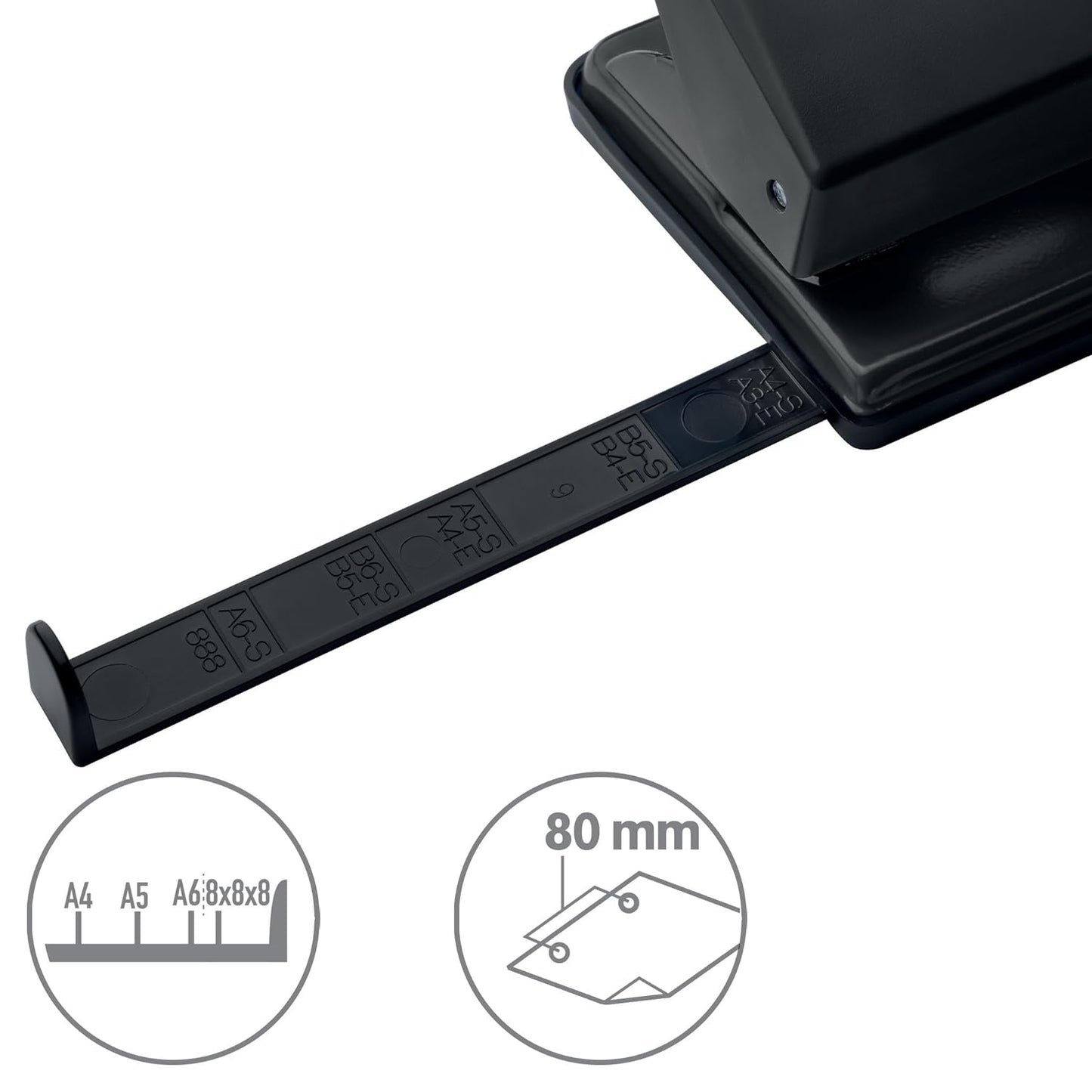 VON Leitz Locher, Für 20 Blatt, Anschlagschiene Mit Formatangaben, Kompakte Größe Ideal Für Zu Hause, Im Büro Oder in Der Schule, Metall Und Kunststoff, Schwarz, 50200095