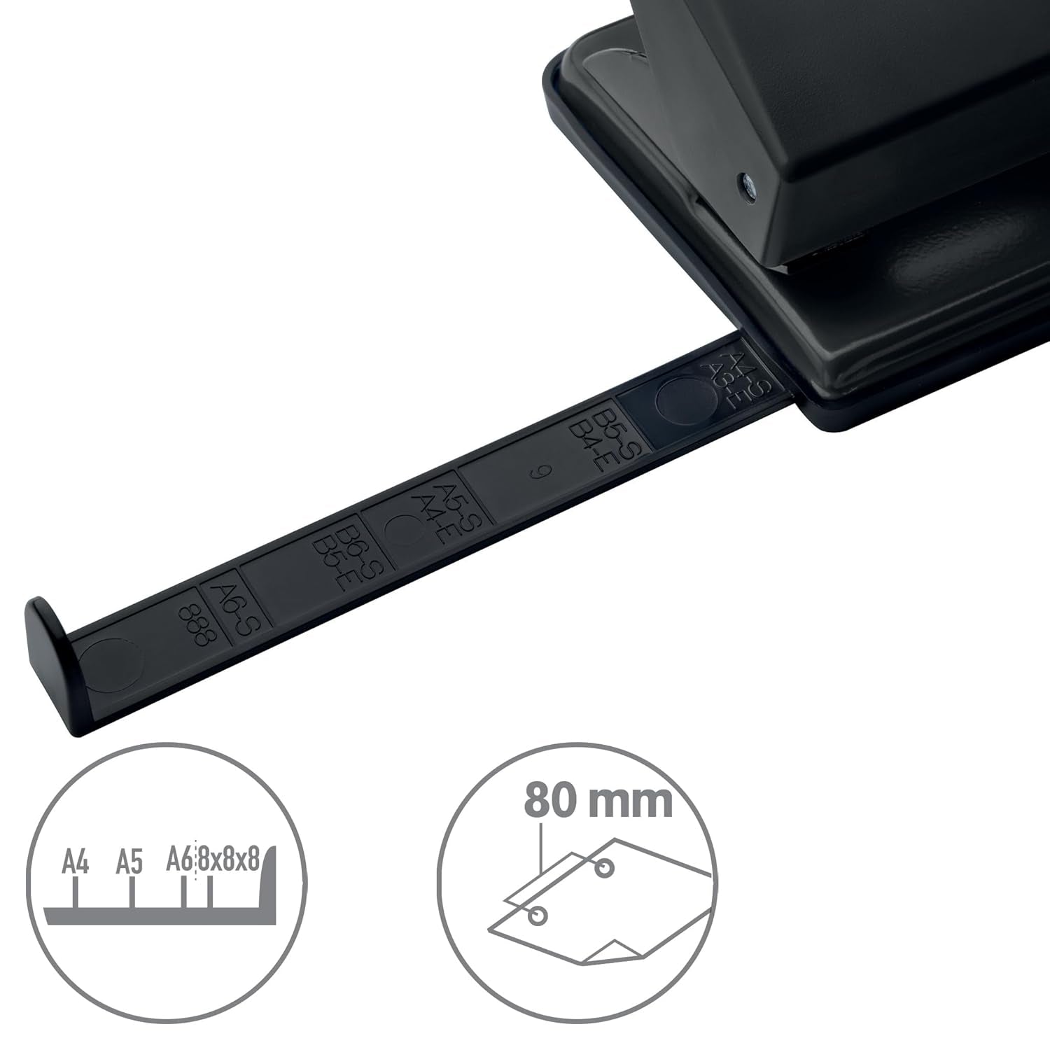 VON Leitz Locher, Für 20 Blatt, Anschlagschiene Mit Formatangaben, Kompakte Größe Ideal Für Zu Hause, Im Büro Oder in Der Schule, Metall Und Kunststoff, Schwarz, 50200095