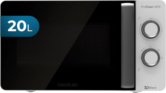 Microondas Proclean 3010, 20 Liter- Kapazität, Ready2Clean-Beschichtung, 700 Watt-Leistung, 6 Funktionsstufen, 30 Minuten-Timer, Auftauhmodus, Weiße Endverarbeitung
