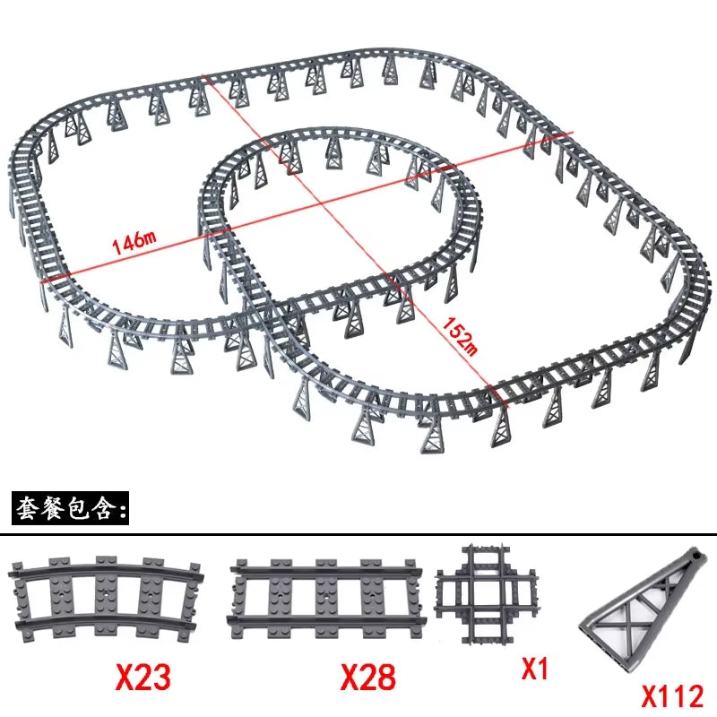 MOC Railroad Bridge Train Track Combination Scene Building Blocks DIY Cross Track Bricks Toys Rail Car Compatible with LEGO