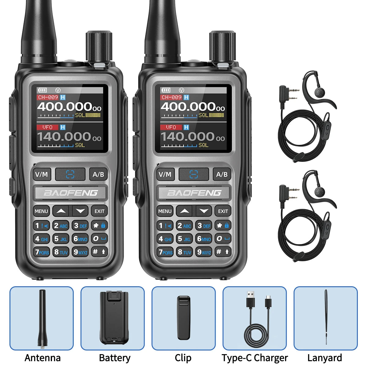 UV-5R Mini Walkie Talkie Multi Band Bluetooth Programming Wireless Copy Frequency 999CH AM FM Long Range Two Way Radio