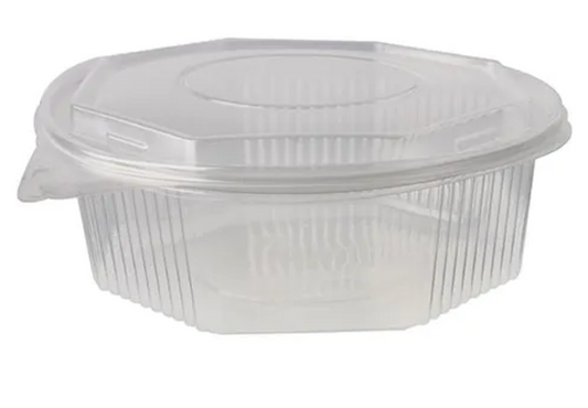 Verpackungsbecher mit Klappdeckeln PP 8-eckig 1,5 l transparent