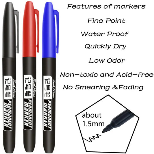 Waterproof Permanent Marker Set – 6 Pieces