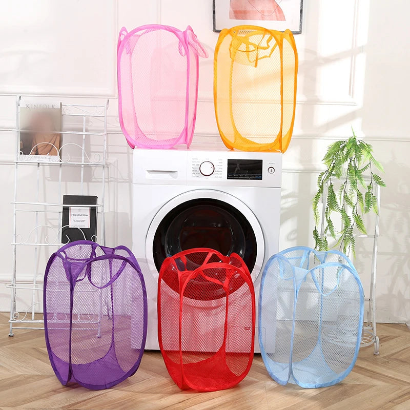 Foldable mesh laundry basket – minimalist design 
