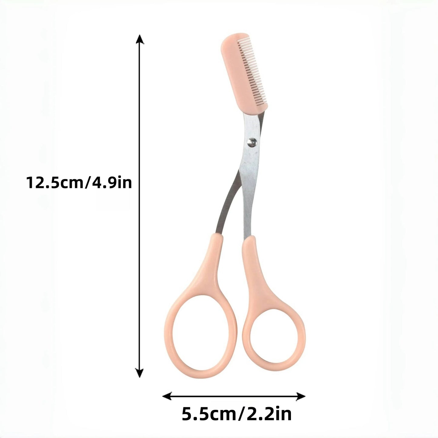 Eyebrow scissors with integrated comb – stainless steel 