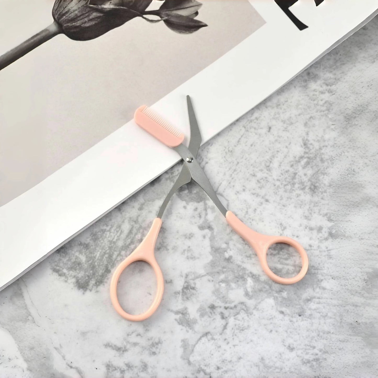 Eyebrow scissors with integrated comb – stainless steel 