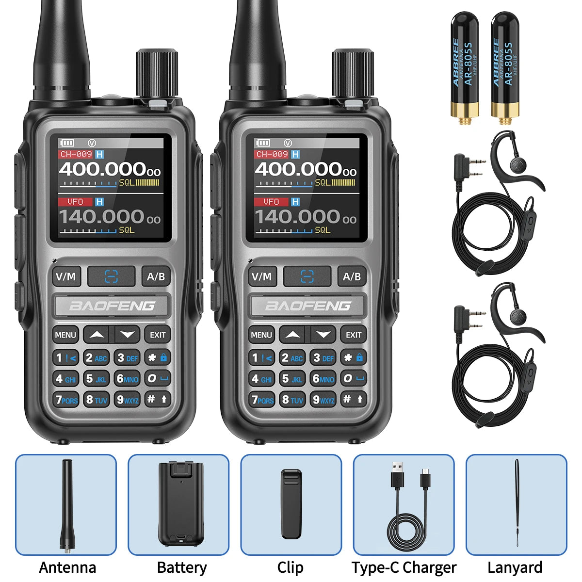 UV-5R Mini Walkie Talkie Multi Band Bluetooth Programming Wireless Copy Frequency 999CH AM FM Long Range Two Way Radio
