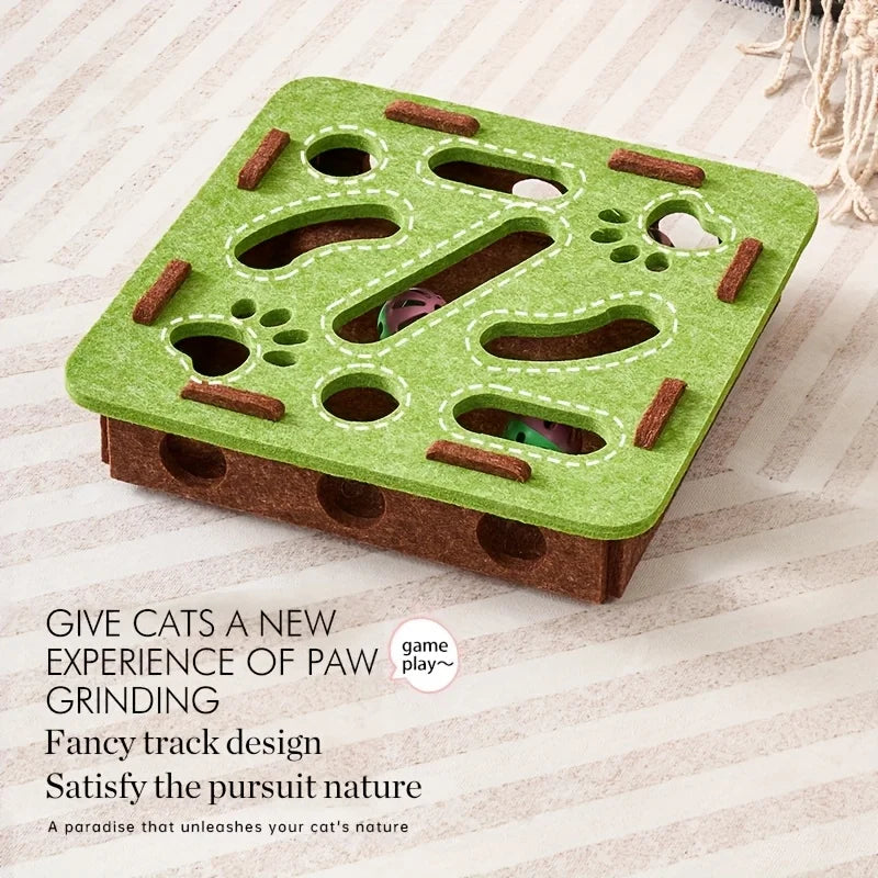 Felt cat toy with puzzle box 
