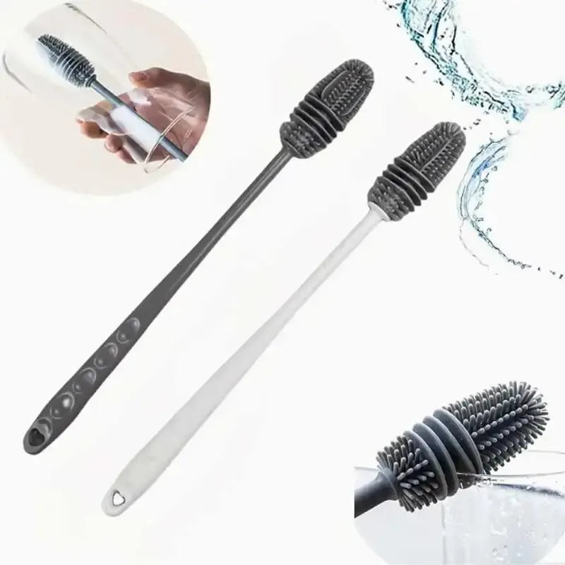 Silicone brush with long handle for cups and bottles 