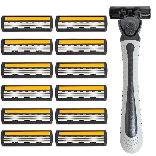 Unisex 3-blade razor with anti-slip grip 