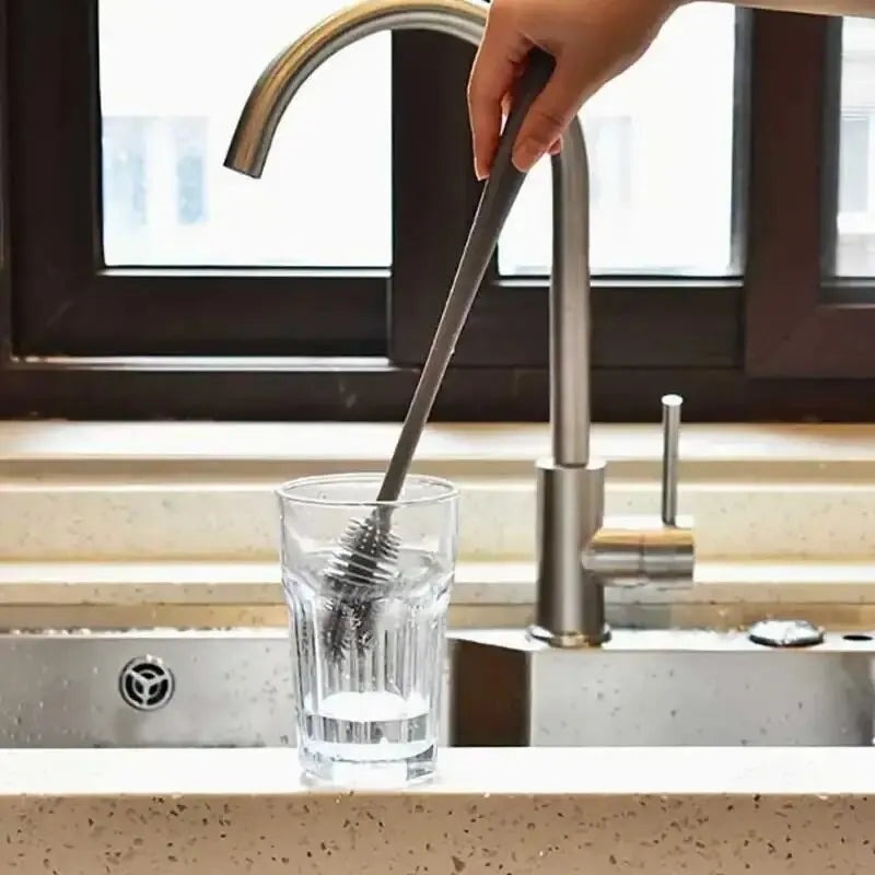 Silicone brush with long handle for cups and bottles 