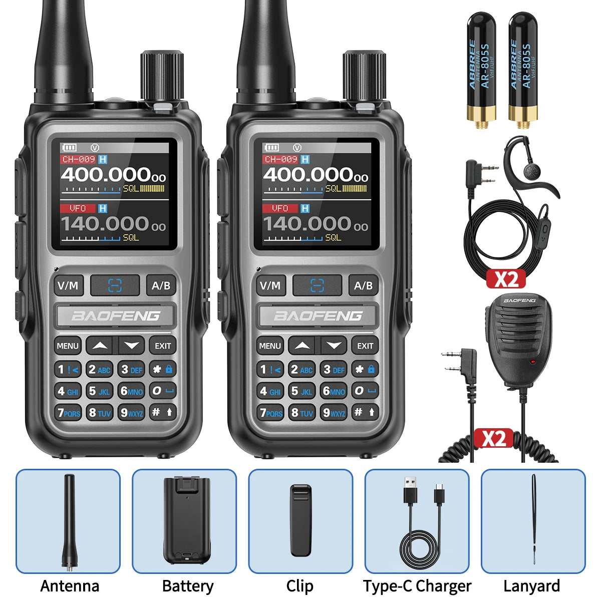 UV-5R Mini Walkie Talkie Multi Band Bluetooth Programming Wireless Copy Frequency 999CH AM FM Long Range Two Way Radio