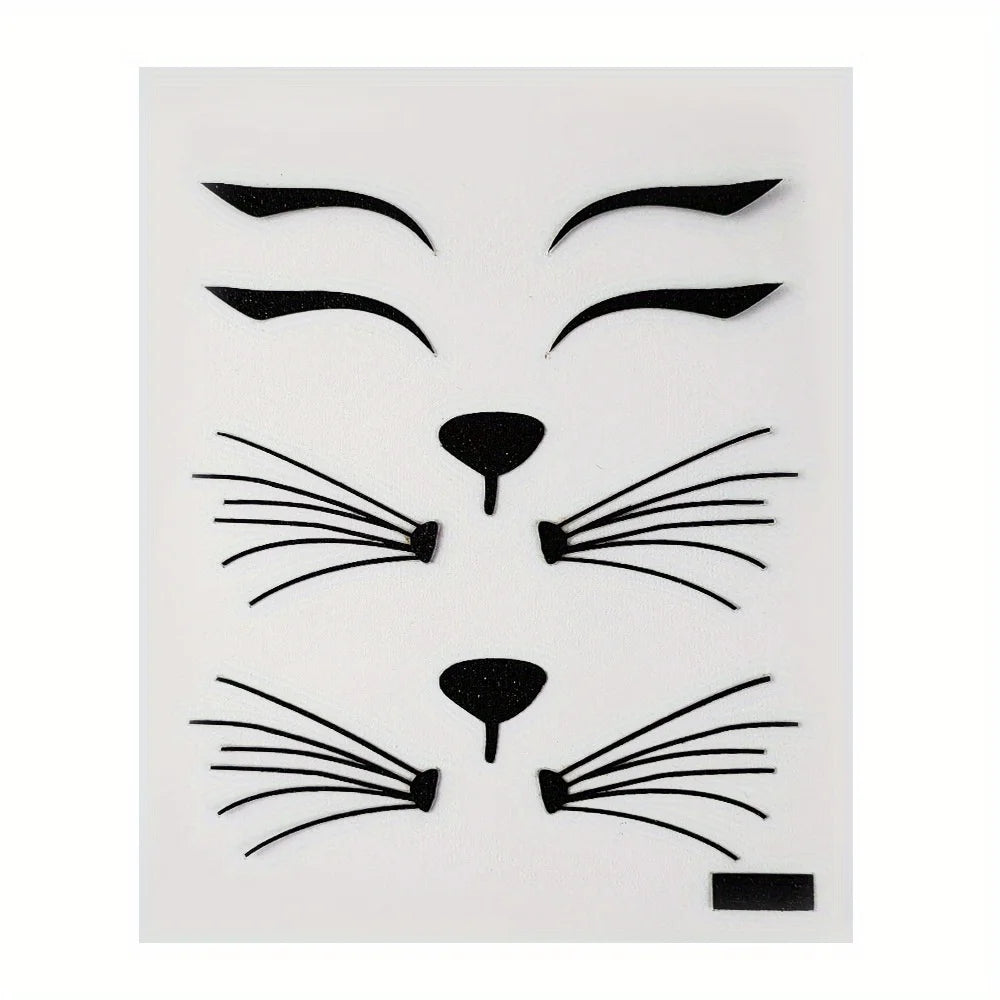 Schwarz Pink Katzen Gesicht Sticker Halloween Make up