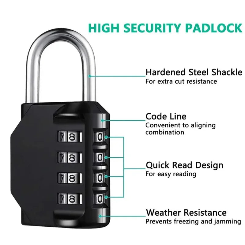 4-digit combination lock made of metal 
